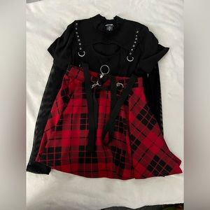 Red and black skirt size small and black top size M. Like New